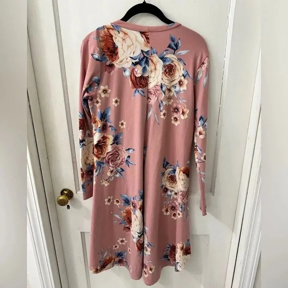 LARA Fashion Sz Small Cotton Floral Long Sleeve Dress Made in USA - Picture 2 of 4